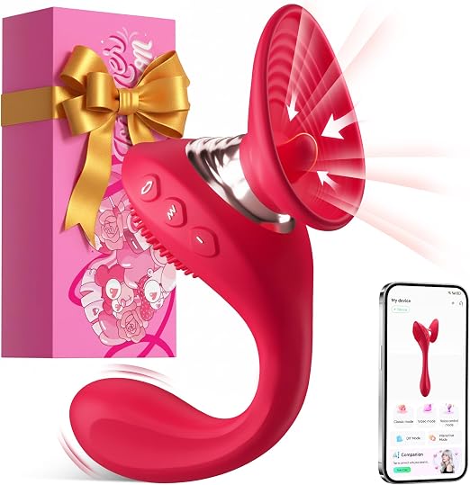 Sucking Vibrators Adult Toys for Women Sex Toys Dildo, 3 in 1 Tongue Rose Toy G Spot Vibrator for Nipple Clit Sucker, APP Control Adult Toy Dildos with 9 Suction 9 Vibration Female Sex Toy Vibrater