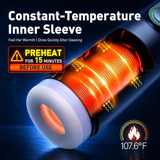 Tracy's Dog Male Masturbator Sex Toys for Men - 10 Thrusting & 10 Rotating Modes Pocket Pussy with Heating LED Display, Stepless Speed Control Penis Pump Male Stroker Adult Sex Toy Machine TriggerX - Image 7